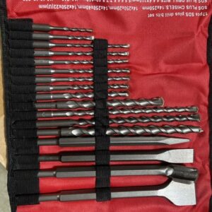 17 PC CONCRETE DRILL BITS & CHISEL SDS PLUS ROTARY HAMMER BITS W/BMC