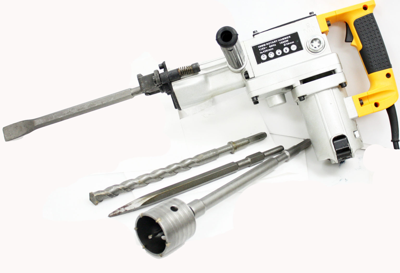 1800W Electric Rotary Hammer Drill & Demolition Mode 500BMP w/ Core Bit