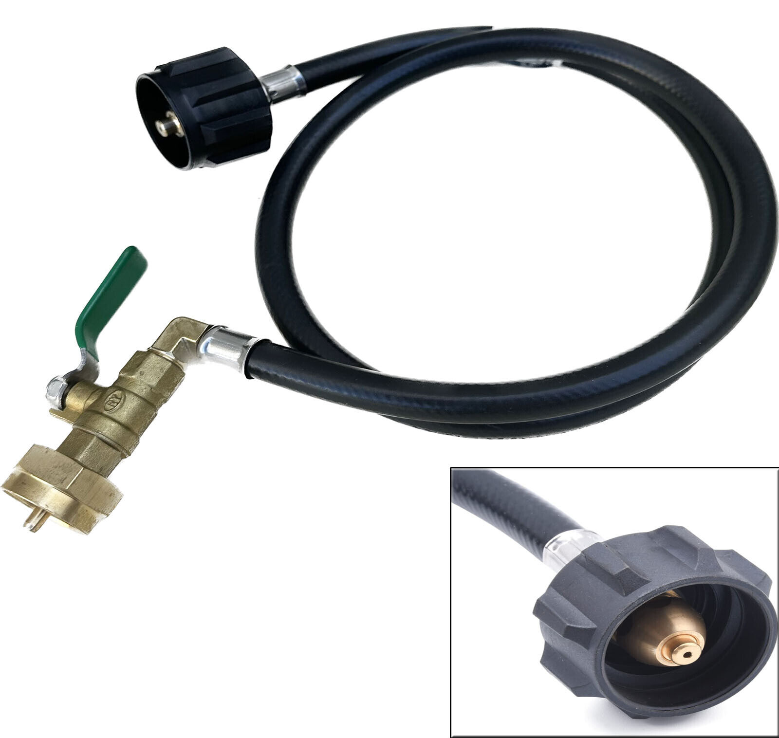 Adaptateur De Recharge Propane Avec Tuyau 1m - Pour Bouteille Gaz Camping, Réchaud, Barbecue - Noyau Cuivre, Acier Inox - Compatible Nombreux Pays