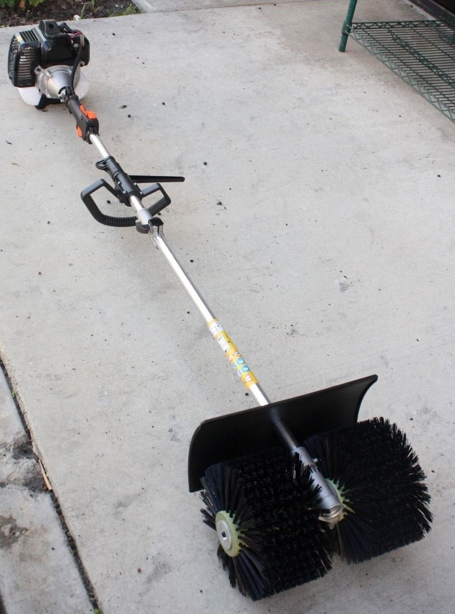 52cc Gas Power Nylon Brush Sweeping Broom Driveway Turf Lawns Handheld Sweeper 