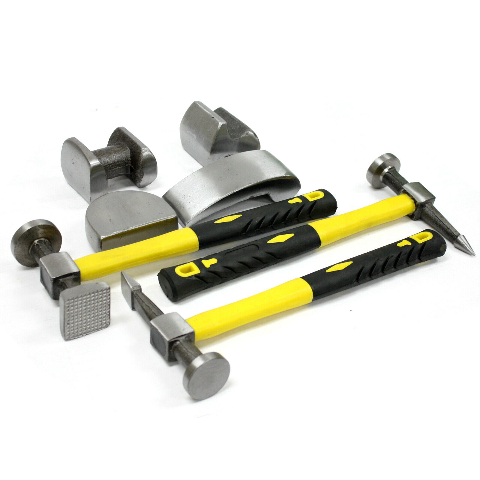 7pc Fiberglass Auto Body Heavy Duty Dent Repair Tool Hammer Bender Dolly 