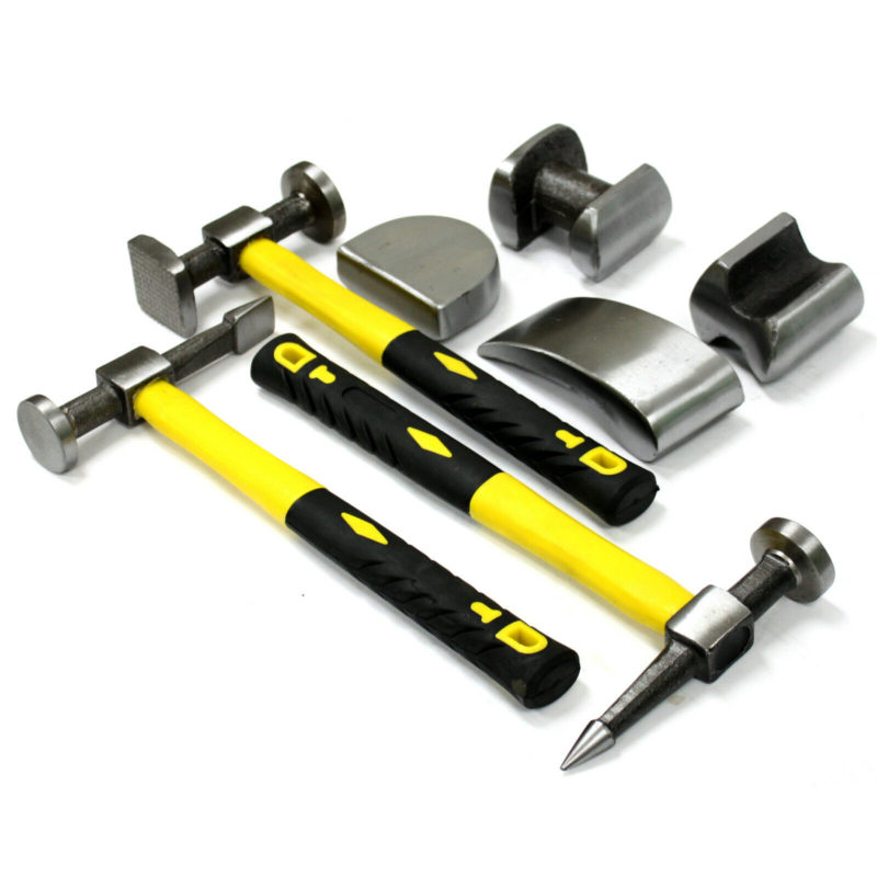 7pc Heavy Duty Drop Forged Hammer & Dolly Tool Kit For Fender Auto Body ...