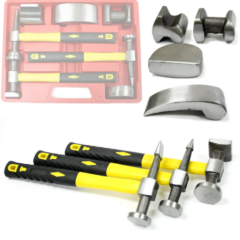 7pc Heavy Duty Drop Hammer & Dolly Tool Kit for Fender Auto Body