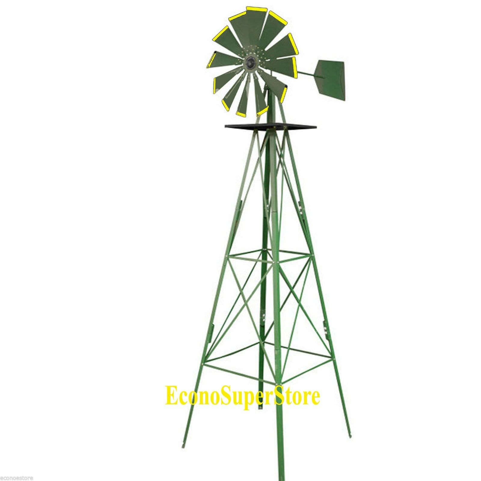 8 feet Metal Windmill for Yard Garden Deco 8' Wind Mill Weather Rust Resistant 