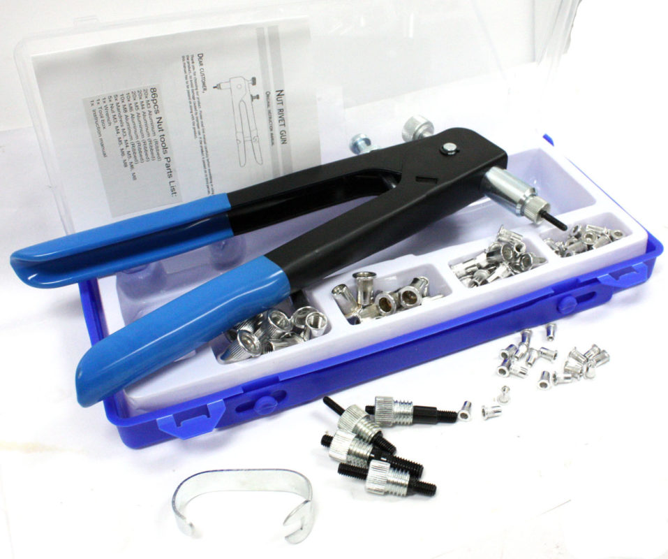 86pc Blind Rivet Nut Threaded Insert Rivet Gun Rivnut Nutsert Riveting ...