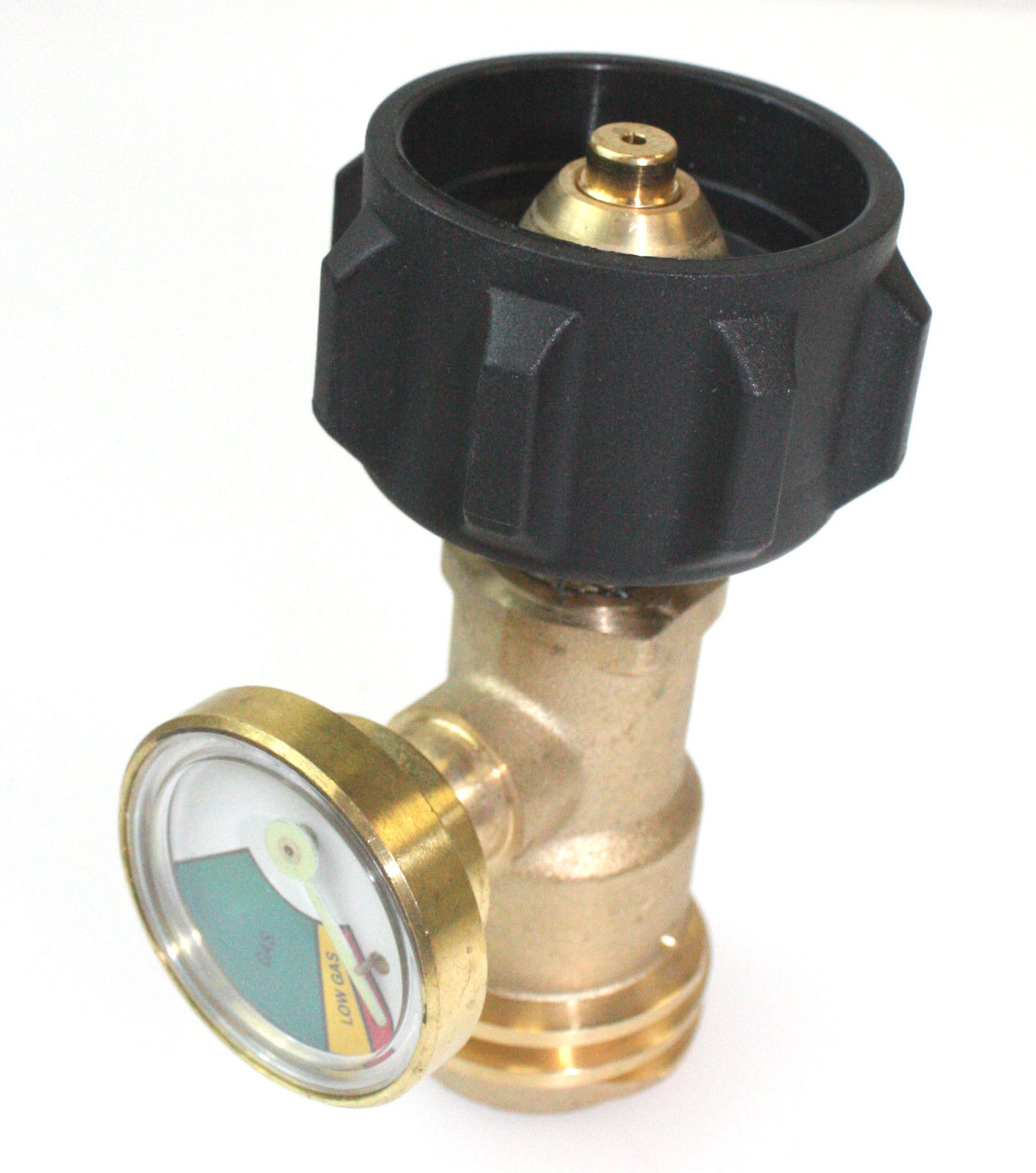 Propane Tank Brass Adapter With Pressure Gauge – For BBQ, RV, Lantern, Fire Pit – LP Gas
