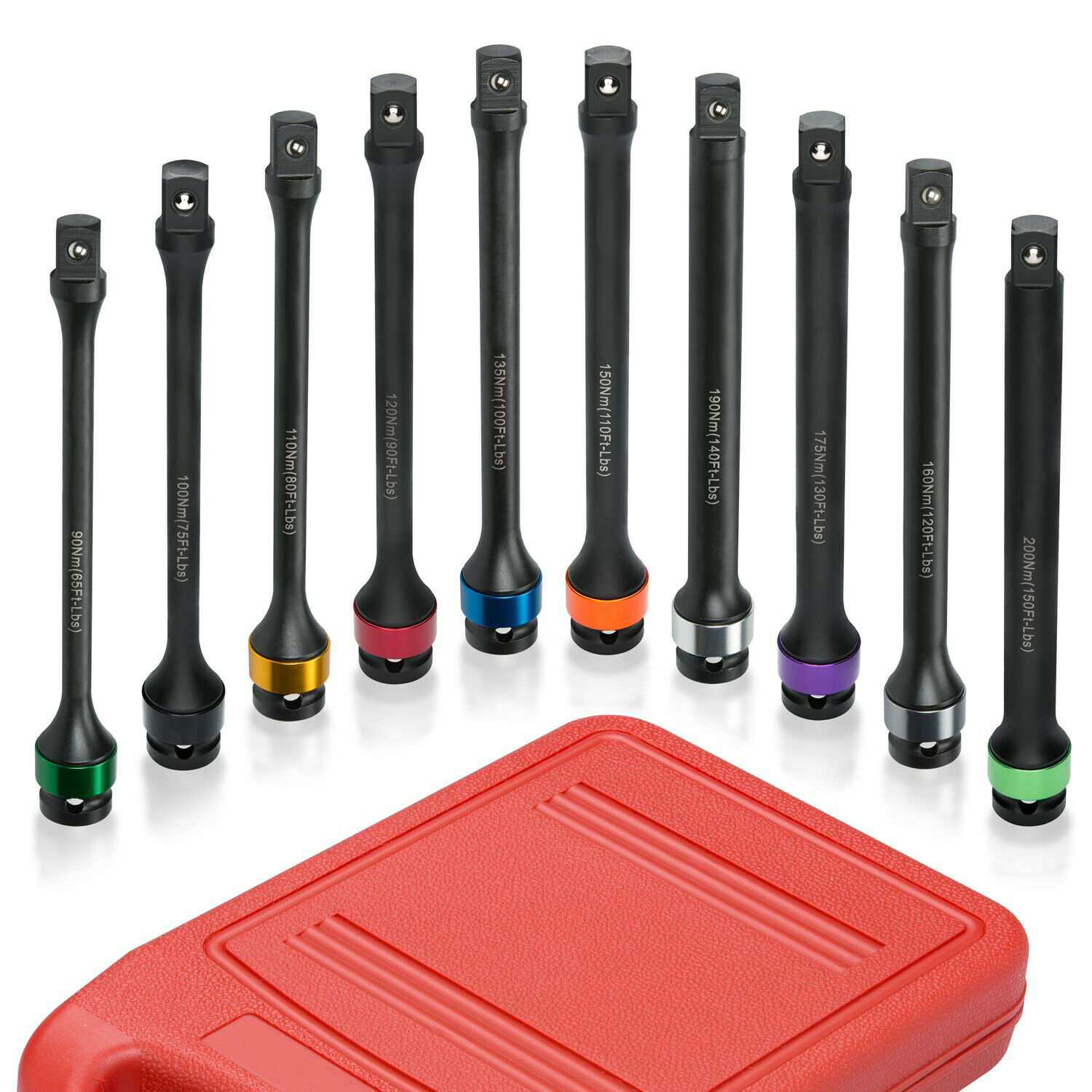 10pc 1/2" Drive Impact Wheel Lug Torque Limiting Extension Bar Sticks Set Kit