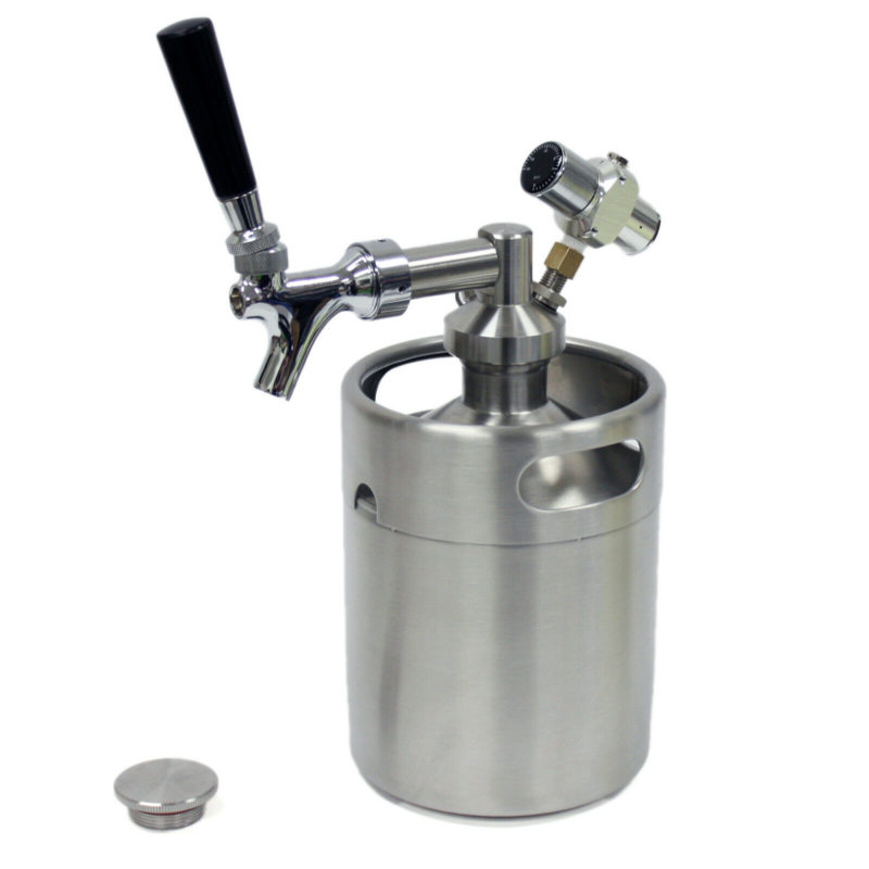 2L 64oz Stainless Steel Mini Keg Growler & CO2 Tap Faucet System ...