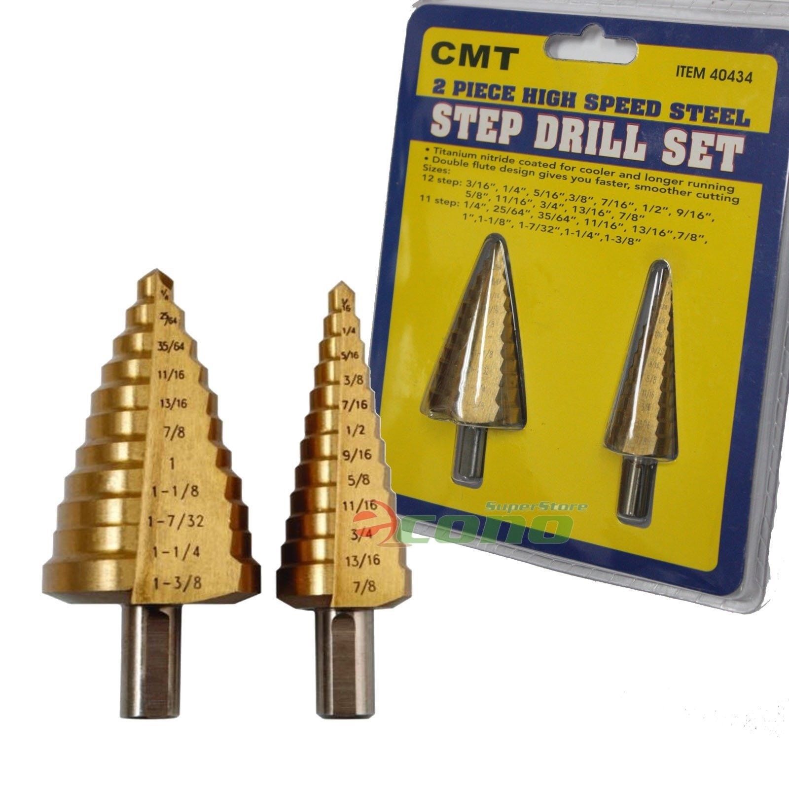Titanium Nitride Coated Steel Step Drill Bit Set