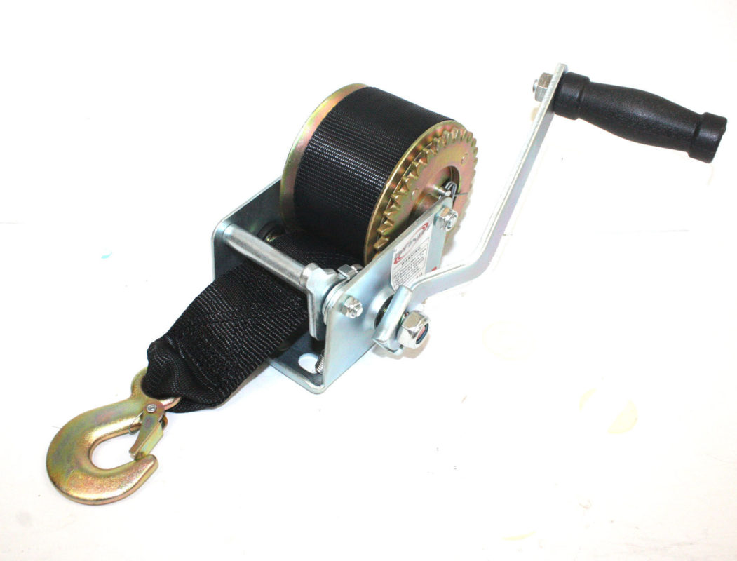 600lbs Hand Winch Hand Crank Strap Gear Winch ATV Boat Trailer 26ft