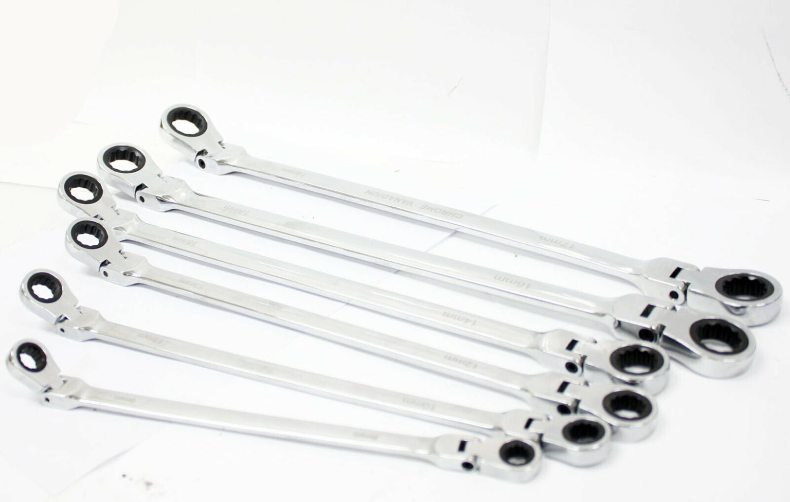 6pc Extra Long Flexible Double End Ratchet Ring Spanner Wrench Set