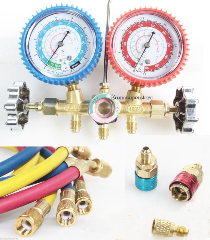 AC Manifold Gauge Set R134a R22 R12 HVAC W/ Digital Refrigerant ...