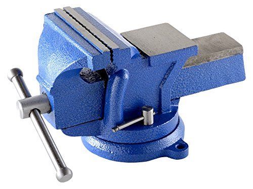 Eastwood 8 in Bench Vise Iron Heavy Duty Clamp Milling Metalworking Table Top Clamp Press Locking Swivel With Blue Cast