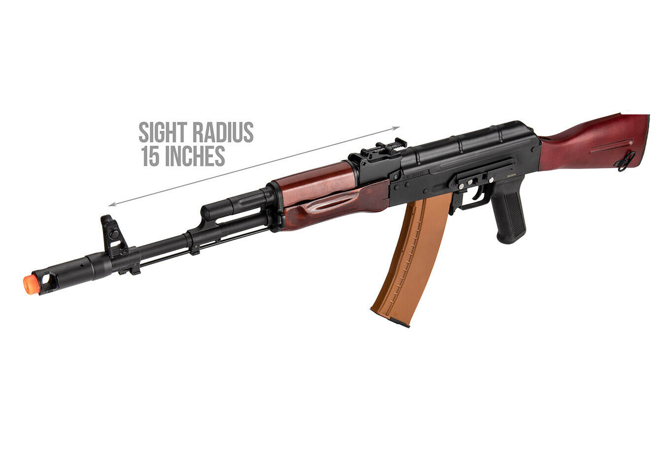 thumbnail image 2 of Wellfire Airsoft AK47 Polymer AEG Electric Rifle D47 - 280 FPS - Black/Wood 2 of 4