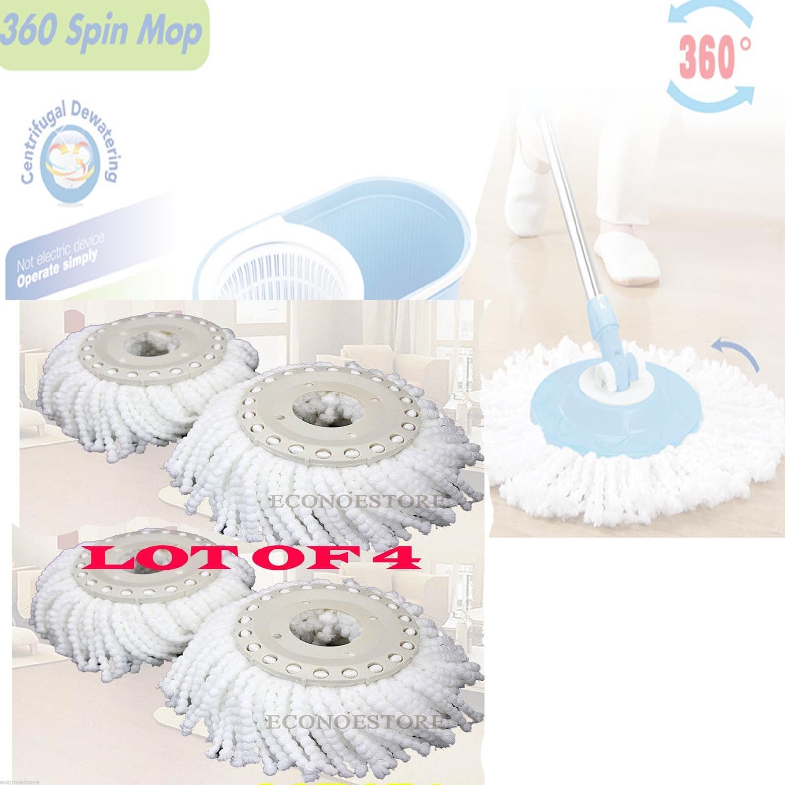 Lot of 4 Microfiber Mop Head Refill Replacement for Magic Mop 360° Spin 