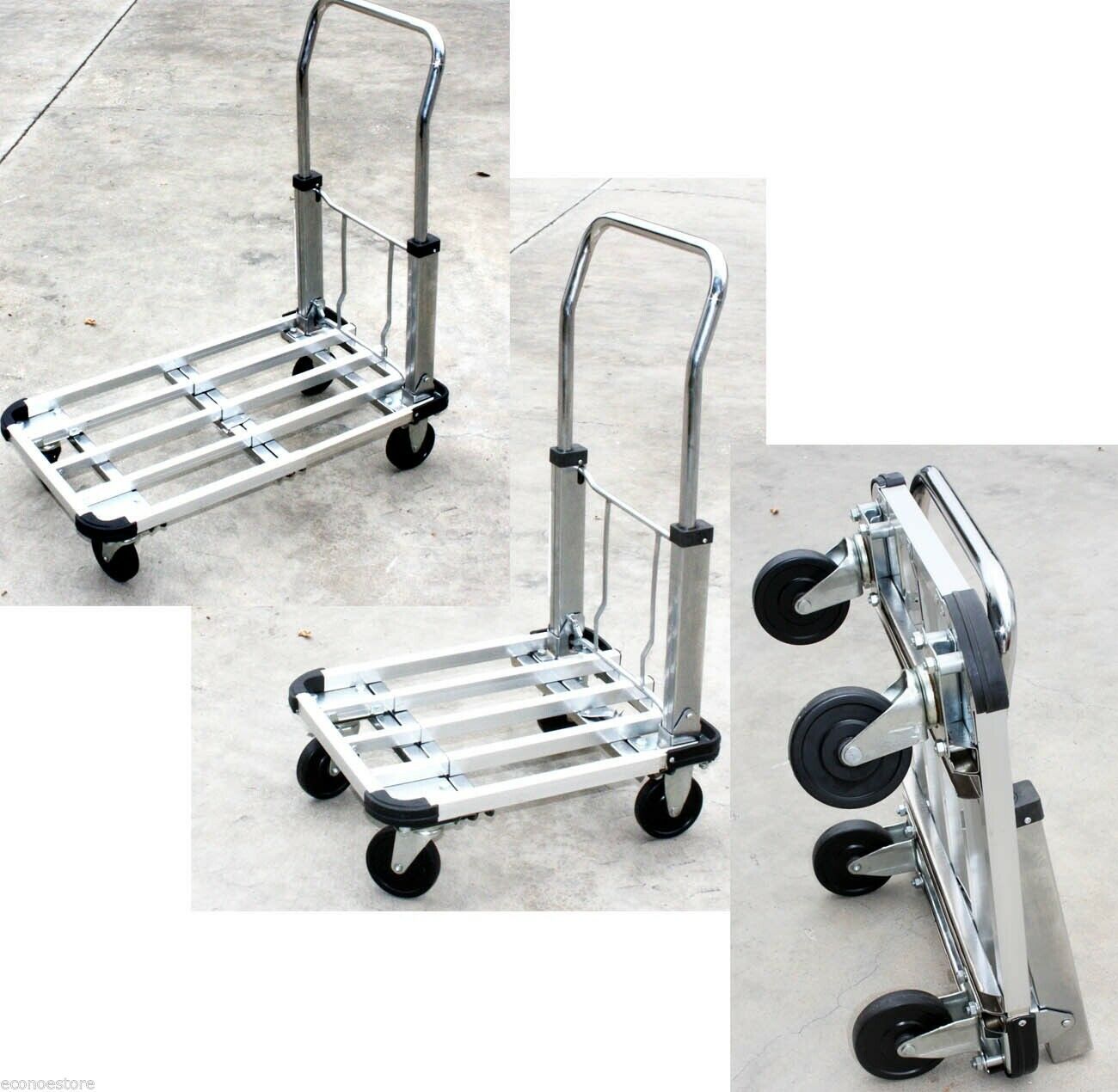 220 LBS ALUMINUM PLATFORM MOVING STURDY EXTENDABLE COMPACT HAND CART TRUCK DOLLY 