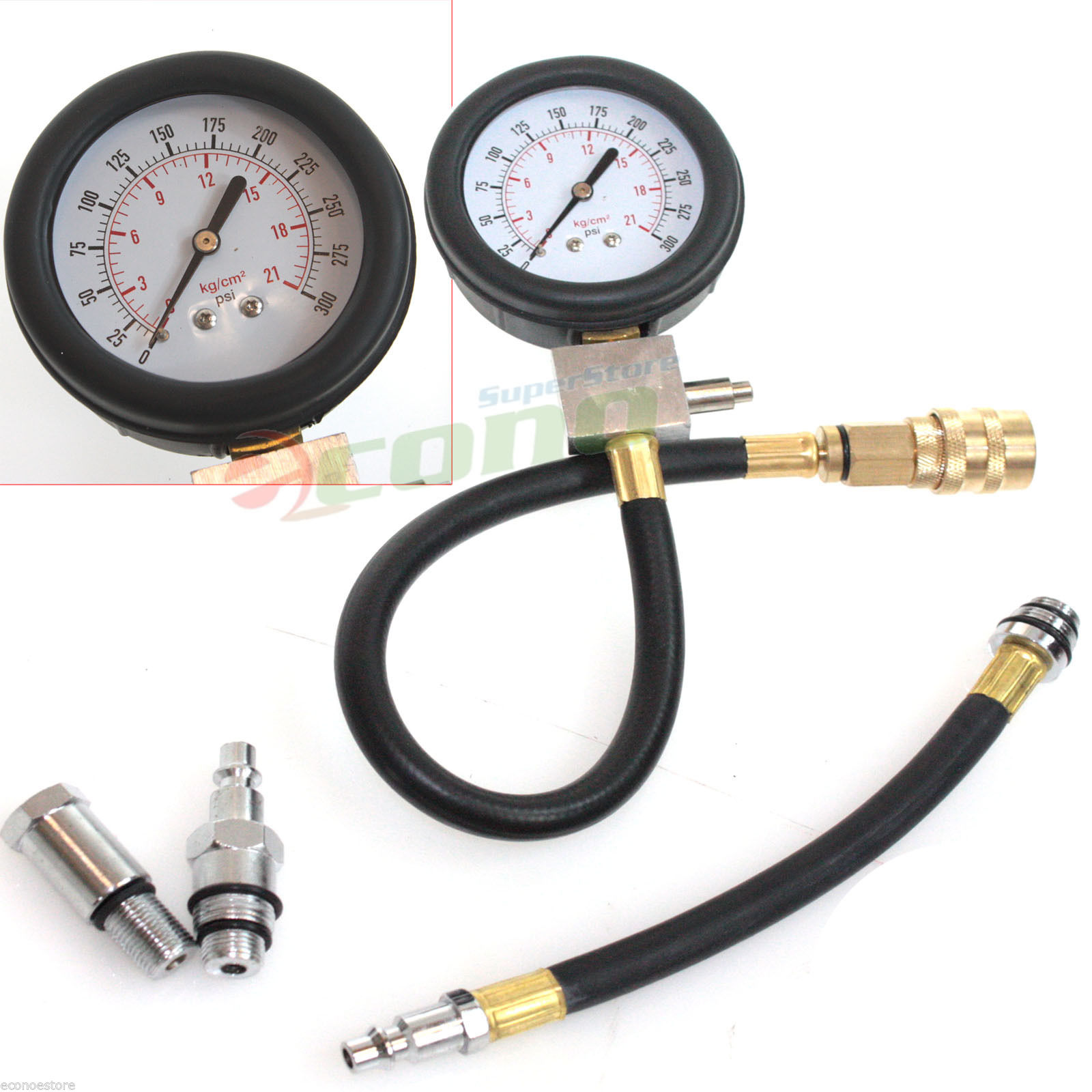 thumbnail image 2 of Engine Cylinder Compression Tester Kit – Gas Engine Diagnostic Tool, 50-300 PSI, With Adapters 2 of 5