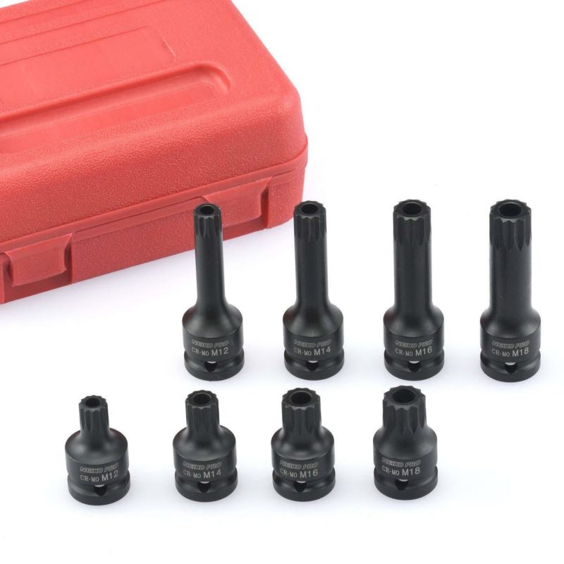 Neiko 8 Pc 1/2" Drive XZN Triple Square Spline Driver Impact Socket Set ...