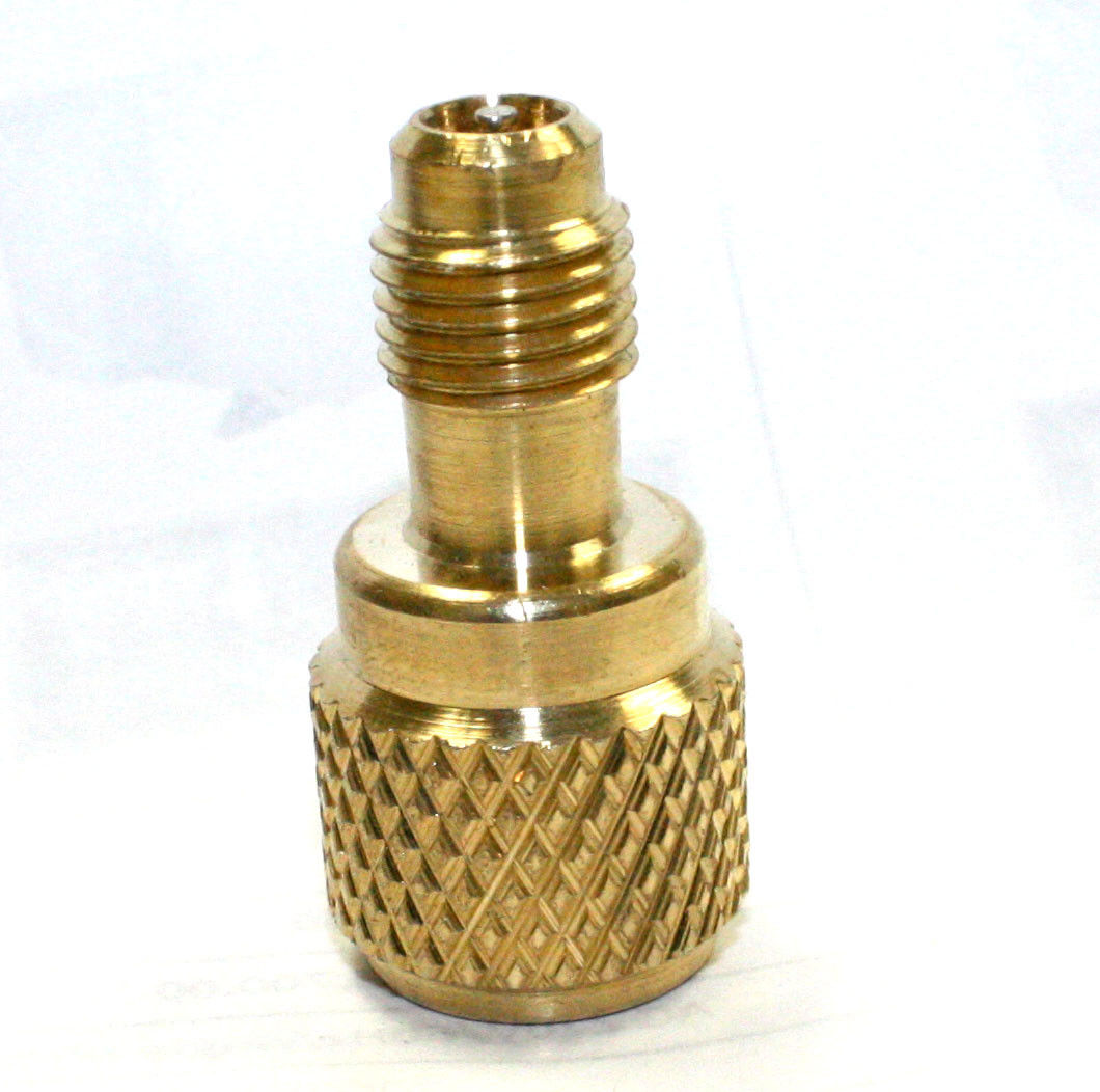 1PCS 180° GooMeng Acme AC R410A Brass Adapter Freon Fitting 1/4 Male to 5/16 Female w/Valve Core,Refrigerant R410A Air Conditioning Adapter