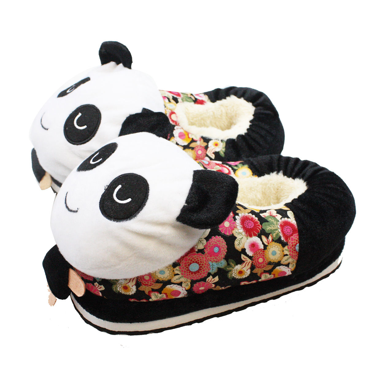 Women Ladies Cute Panda Winter Warm Soft Plush Antiskid Indoor Home Slippers 