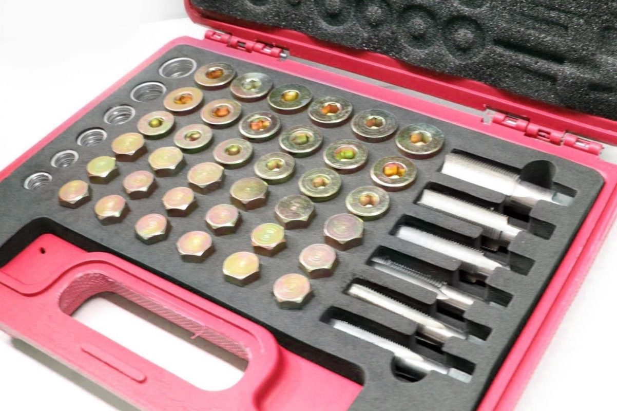 114PC Oil Pan Drain Sump Plug Key Thread Repair Tool Kit Set Drain plug