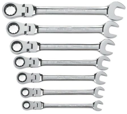 7 pc Metric Flex Head Ratcheting Combination Wrench Set 10 12 13 14 15