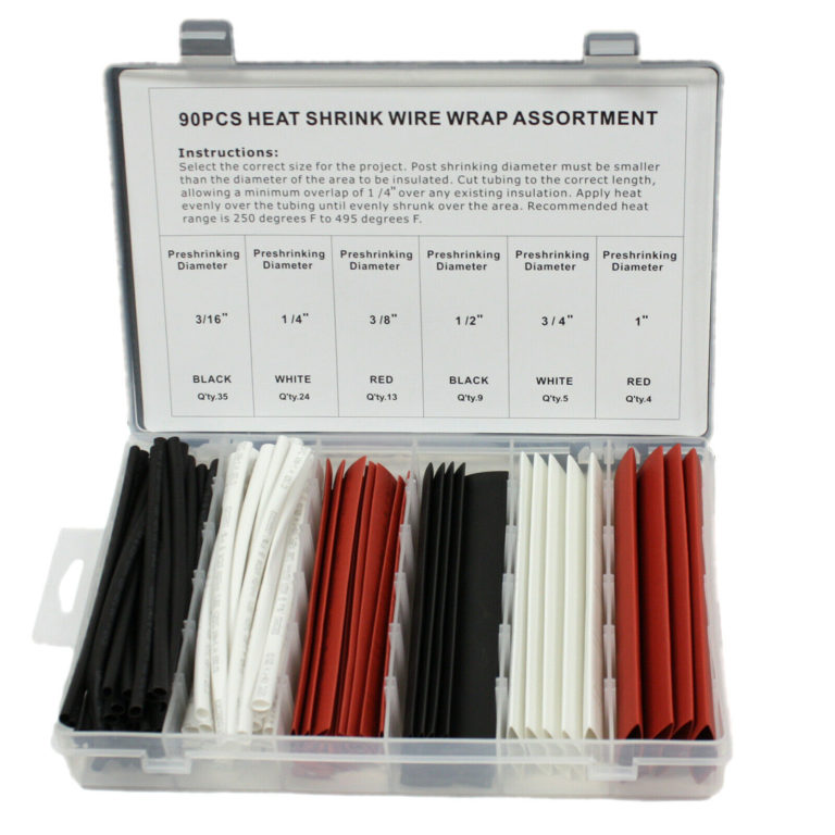 90 pcs Heat Shrink Wire Wrap Assortment Color Coded Insulated Tubing