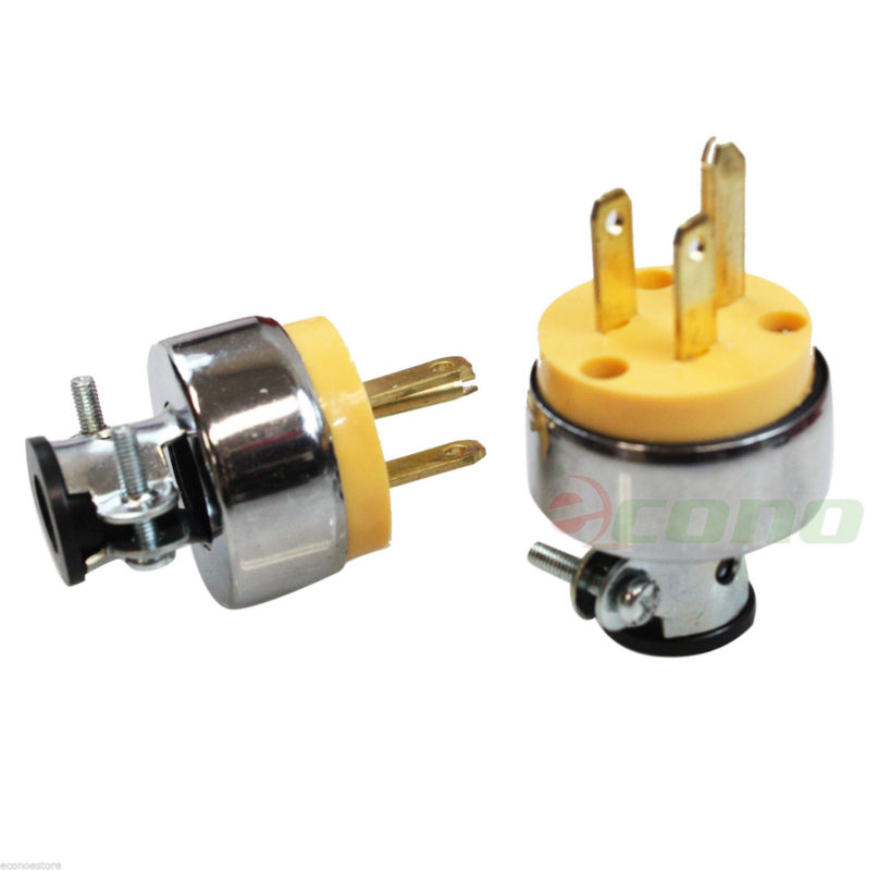 Lot of 2 Replacement 3Prong Male Electrical Plug HeavyDuty Free