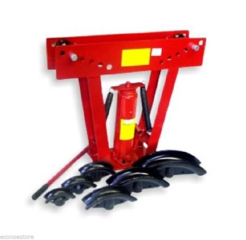 Capacity Red Hydraulic Pipe/Tube Bender with Adjustable Rollers and 6 Cast Iron Dies 24,000 lb Kun Ding 12 Ton 