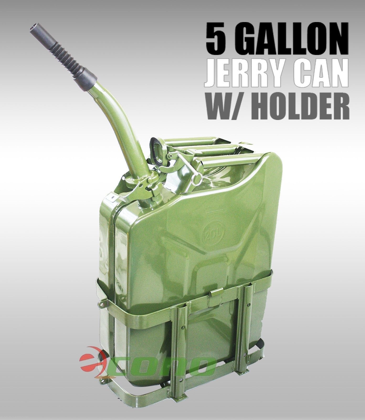 Jerry Can 5Gallon 20L Gas Gasoline Fuel NATO Military Metal Steal Tank w/ Holder 