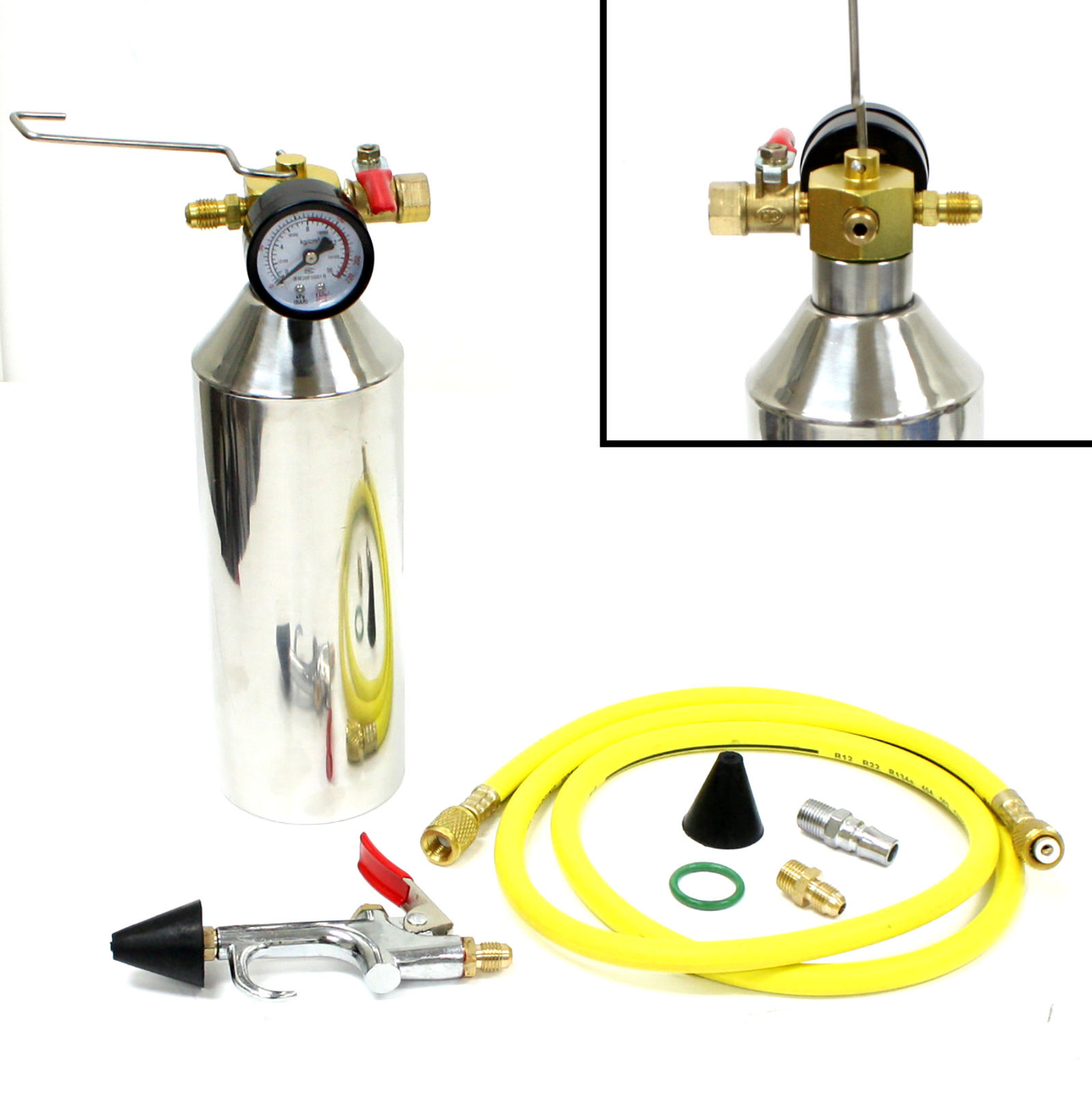 ACTECMAX Air Conditioning Flush Set AC Flush Canister Kit Clean Tool Set for R134a R12 R22 R410a R404a for Auto Car 