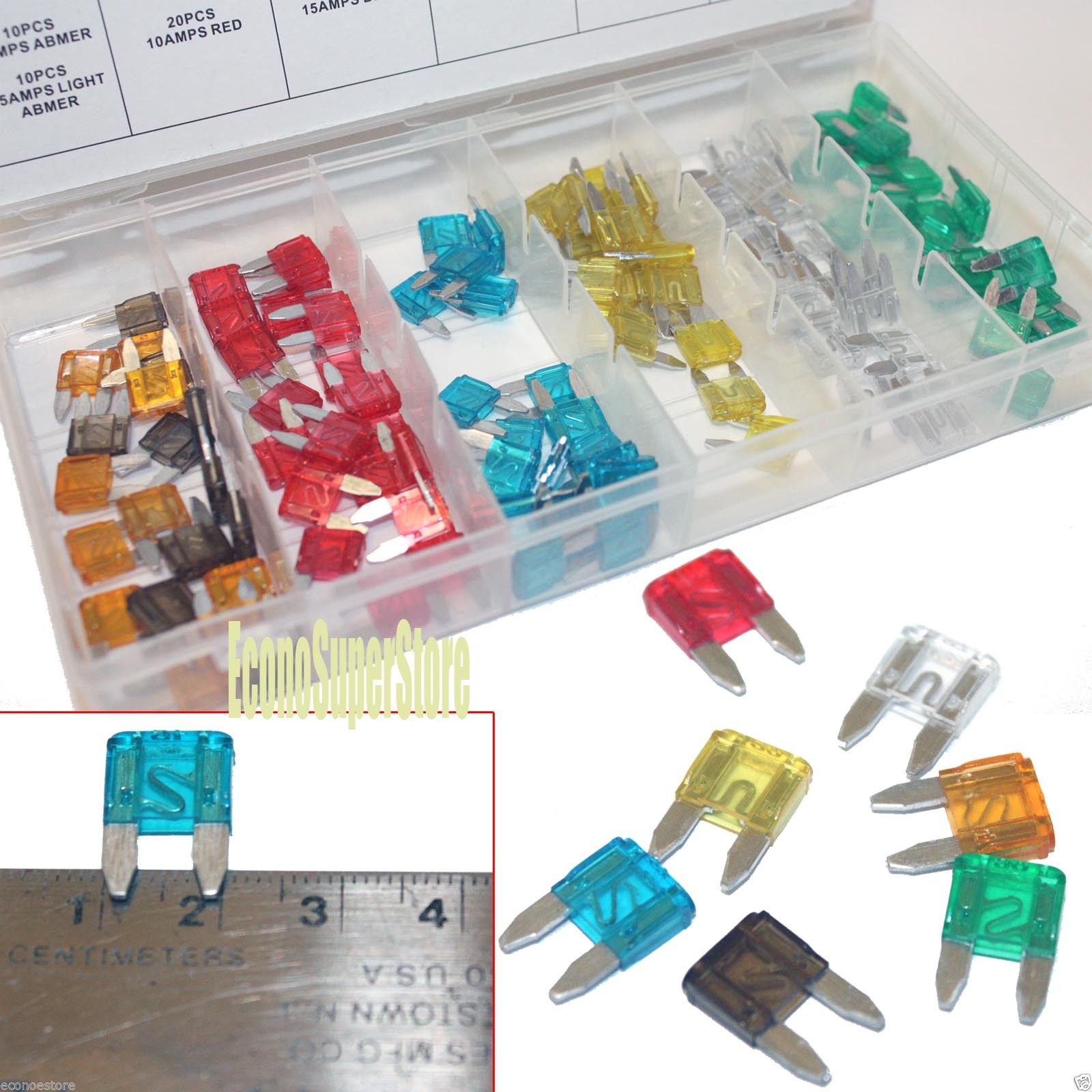 thumbnail image 2 of 120 Pc Low Profile Mini Car Fuse Kit - Assorted Amps 2A To 35A For Auto, Motorcycle, SUV - ATM APM Blade Fuses By Bumper_Carparts 2 of 6