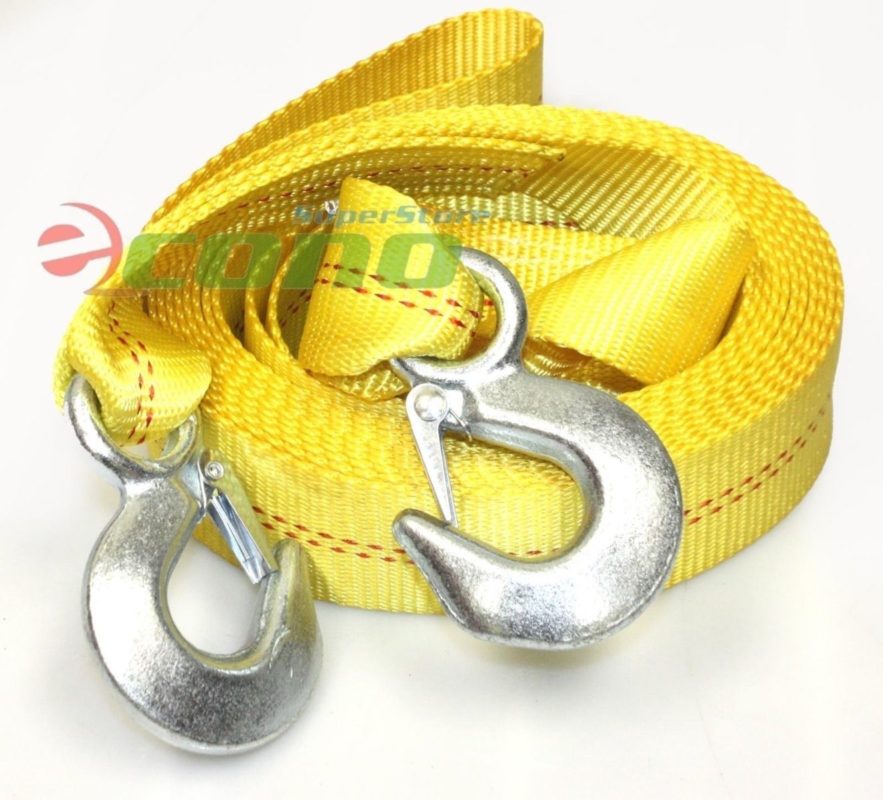 2" x 20ft Tow Strap Rope w/ 2 Hooks 10,000 lb Heavy Duty Nylon Towing