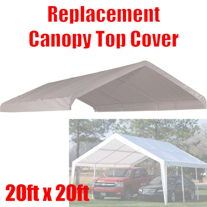 20 x 20 ft Carport Roof Top Cover White Tarp for Replacement Outdoor ...