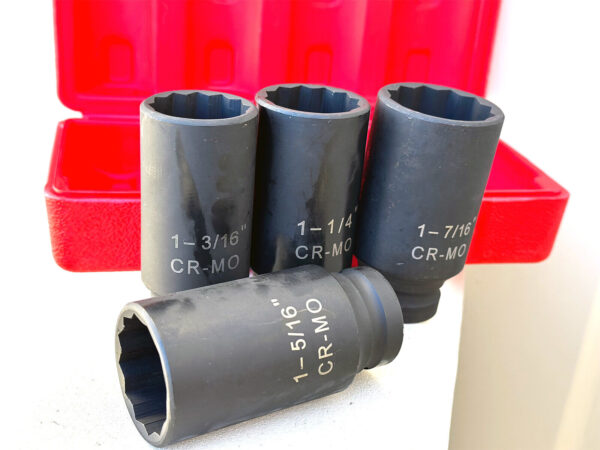 9-Piece 1/2" Drive Deep Impact Socket Set – Metric Large Axle Nut Sizes 29-38mm CR-MO