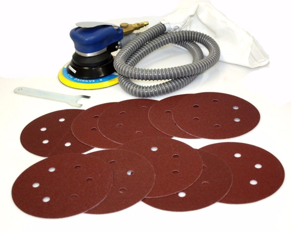 6" Air Random Orbital Palm Sander Vacuum Type w/ 20pc 80 & 100Grit