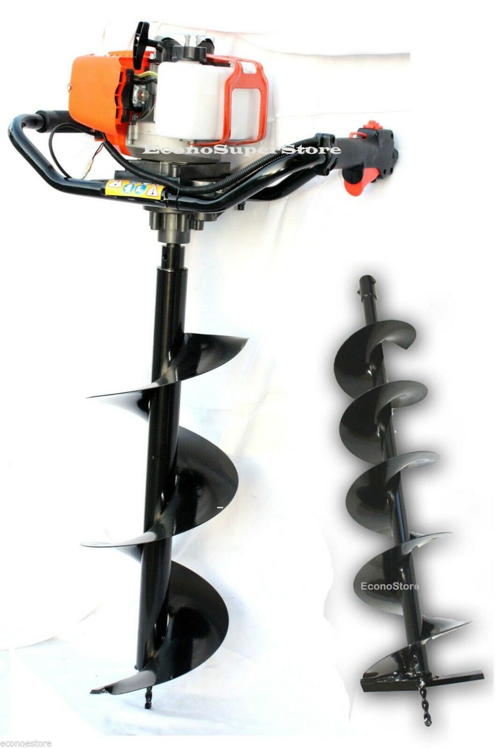 One Man Gas Power Fence Post Hole Digger Earth Soil Driller w/Two Auger