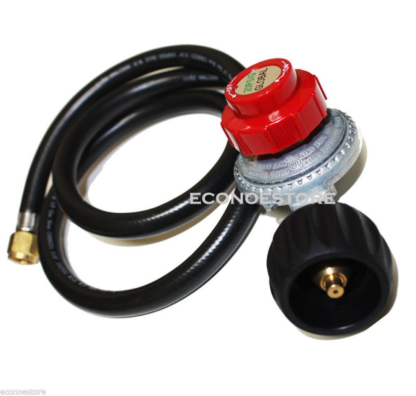 Propane LPG Shut Off Regulator & 4.5 Ft High Pressure Hose For BBQ
