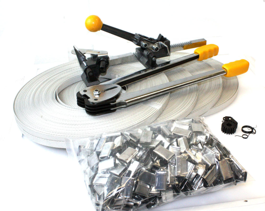 Ratchet Packaging Strapping Crimper Tool Kit Poly 690ft Strap & 400