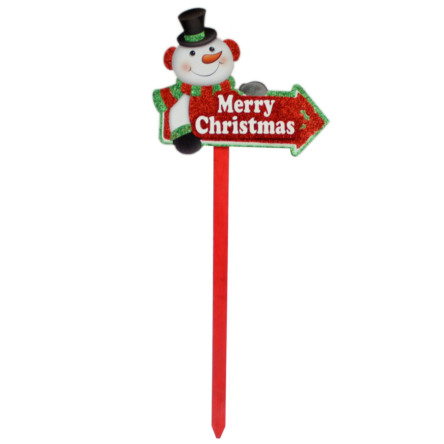 28" Merry Christmas Yard Stake Santa Sled Snowman Lawn Garden Holiday