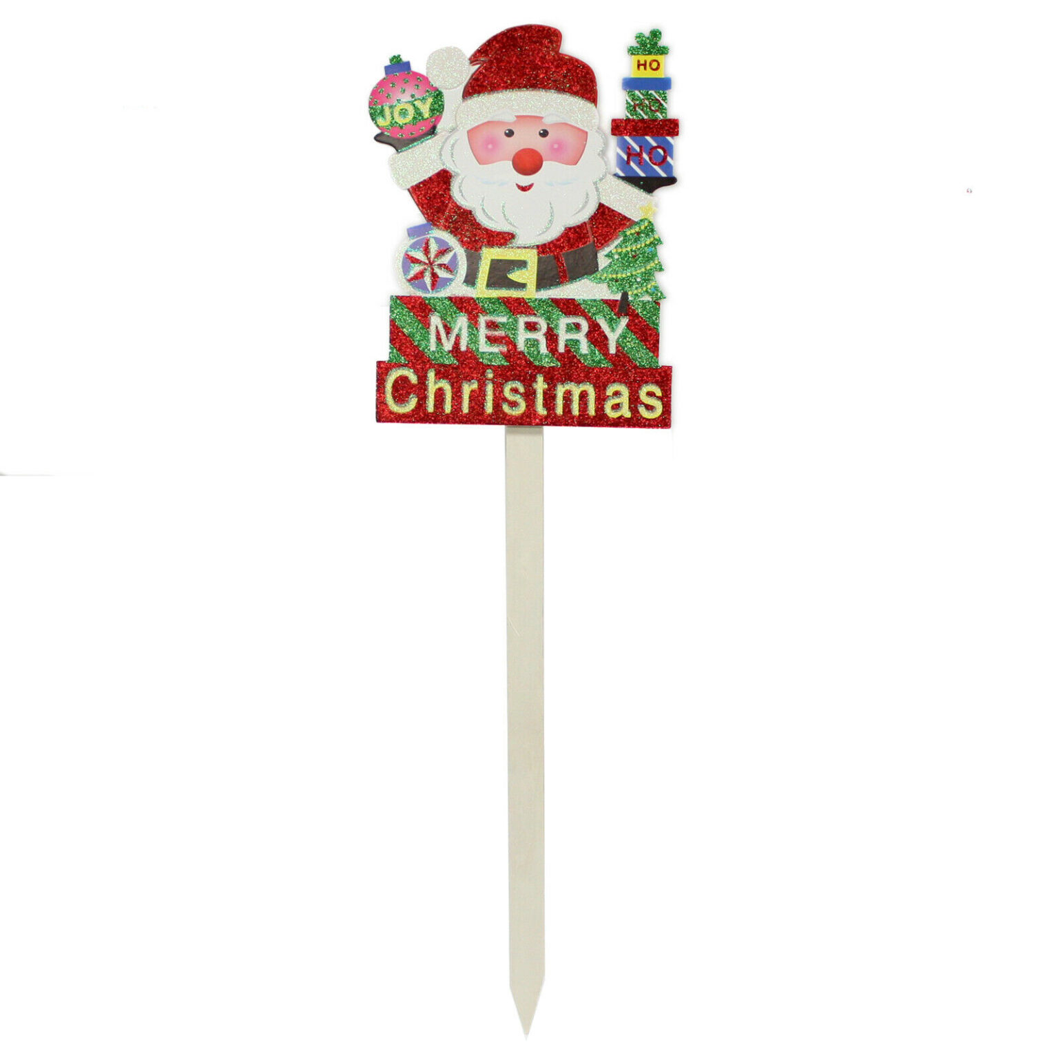 28" Merry Christmas Yard Stake Santa Sled Snowman Lawn Garden Holiday