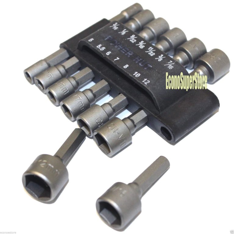 14pc Power Nut Driver Set Dual Metric MM & Standard SAE 1/4" Shank CRV