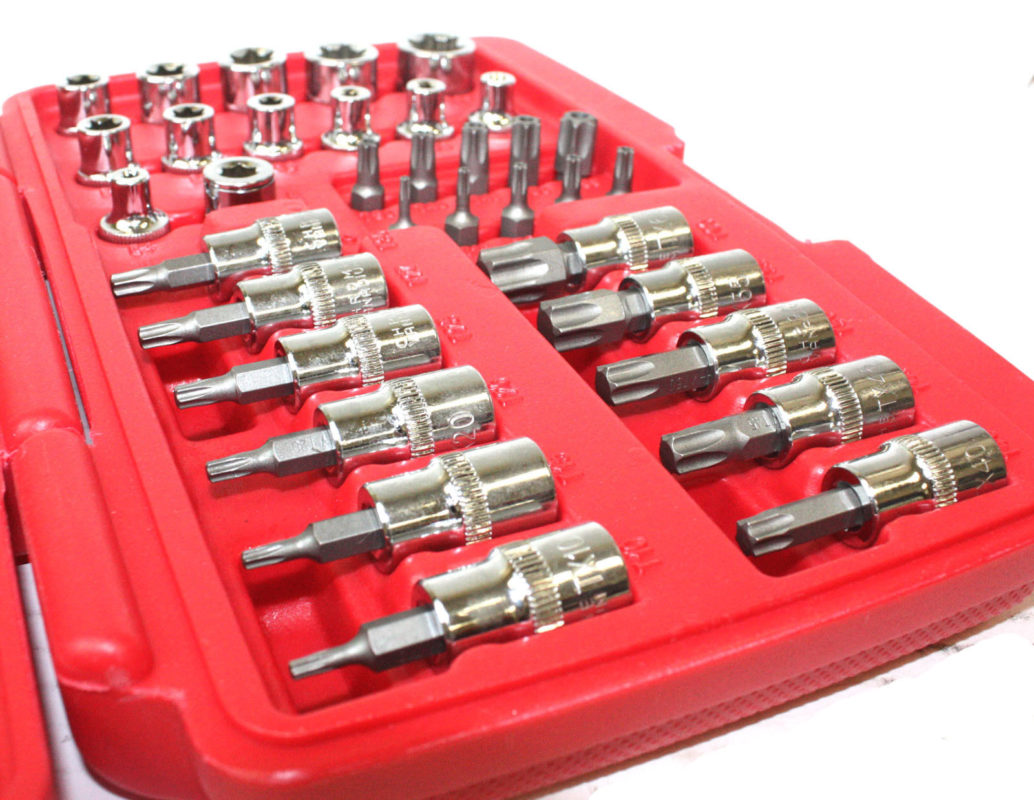 34pc Torx Star Sockets & Bit Set Male Female Etorx Security Bits 3/8