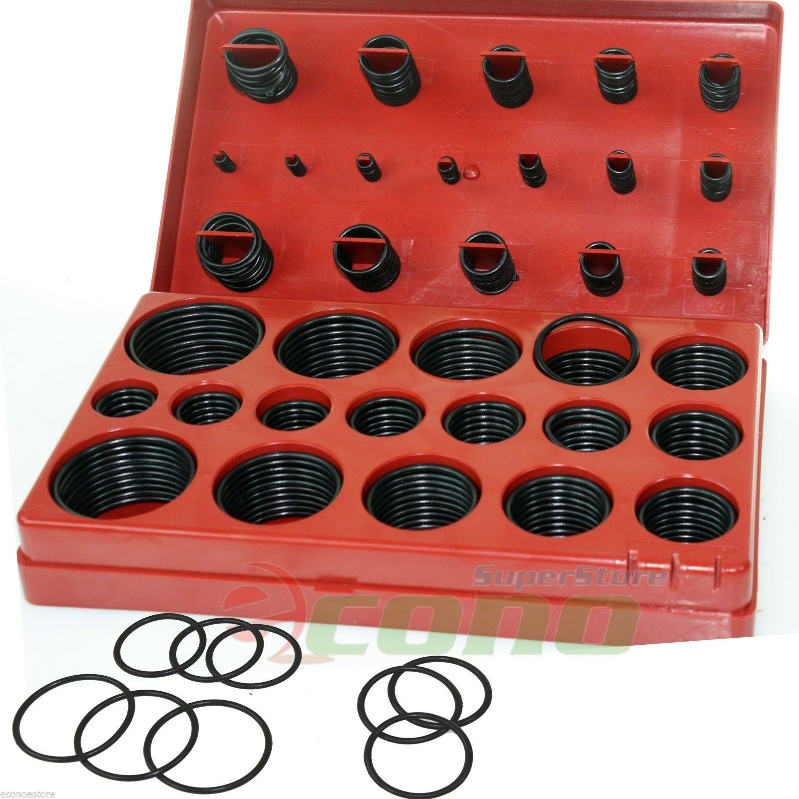 407pc Universal O Ring Assortment Set Sae Kit Automotive Seal Rubber Gaskets Econosuperstore 