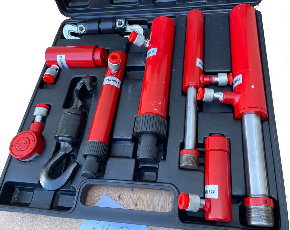 7pc Hydraulic Auto Body Frame Repair Puller Pusher Ram Hook 10T 4T 2