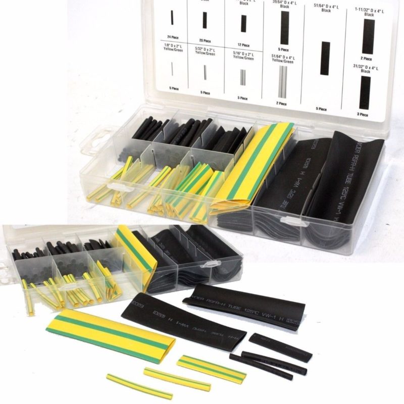 127pc Heat Shrink Tubing Assortment - 7 Sizes, Black Wire Wrap For Electrical Projects