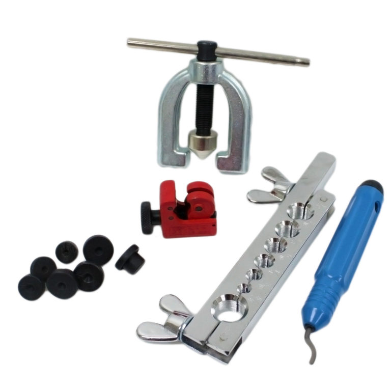 SAE / Metric Double Flaring Brake Line Tool Kit with Mini Pipe Cutter
