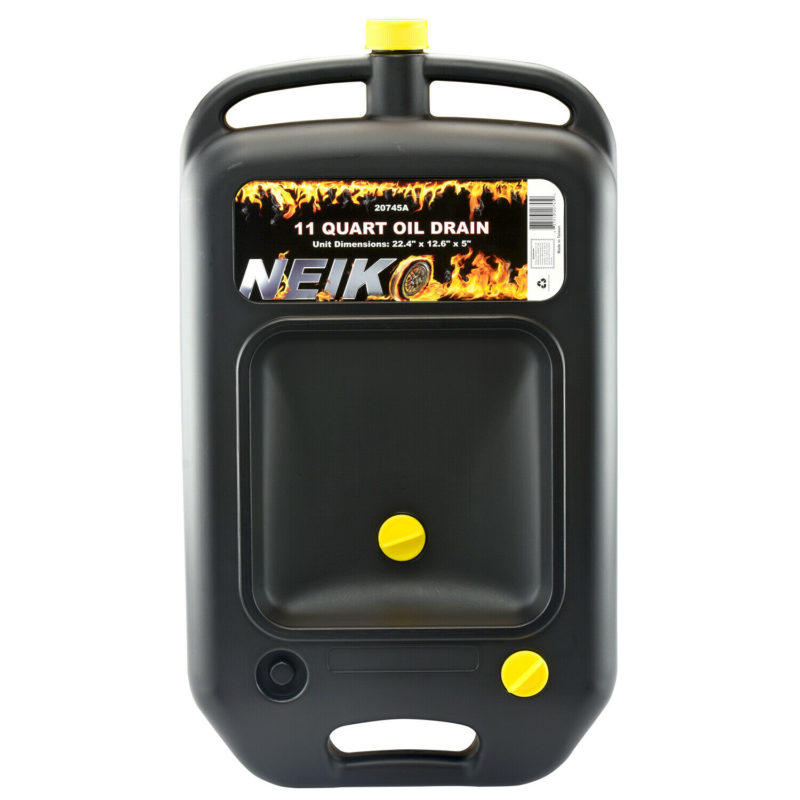 11 Quart (10 Liter) Oil Drain Pan Portable Low Profile Surface w/ Spout