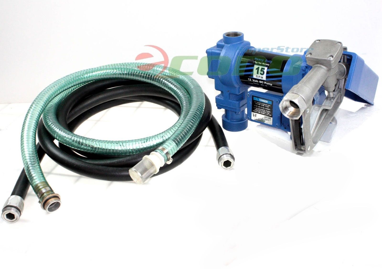 12V Diesel Kerosene Fuel Transfer Direct Current Pump Kit With Nozzle & 12' Hose