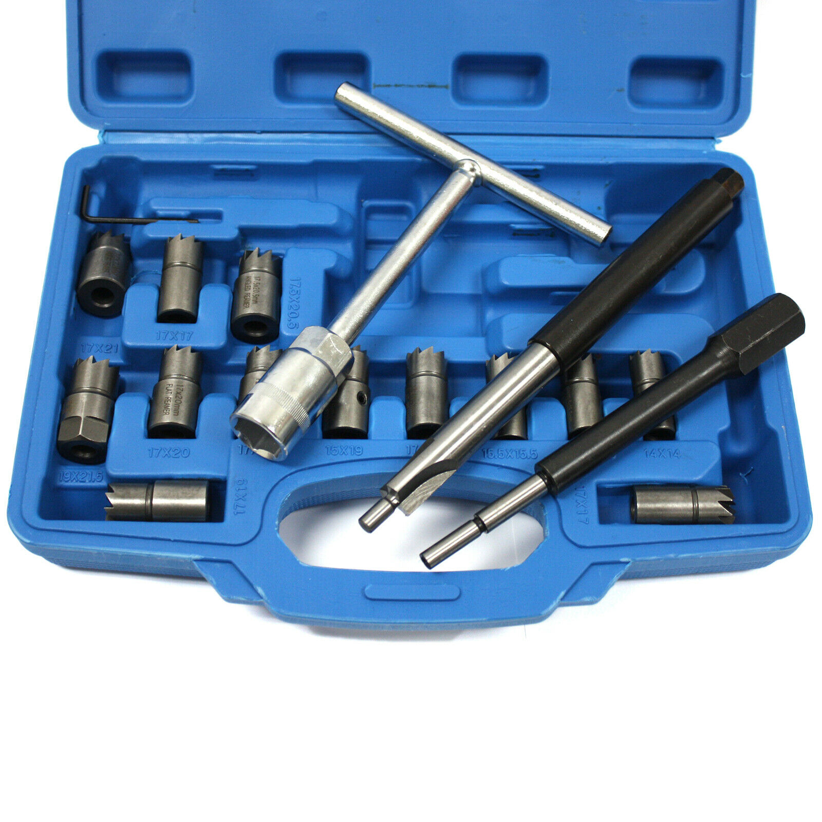 17pc Diesel Injector Seat Cutter Set Universal Tool Kit 